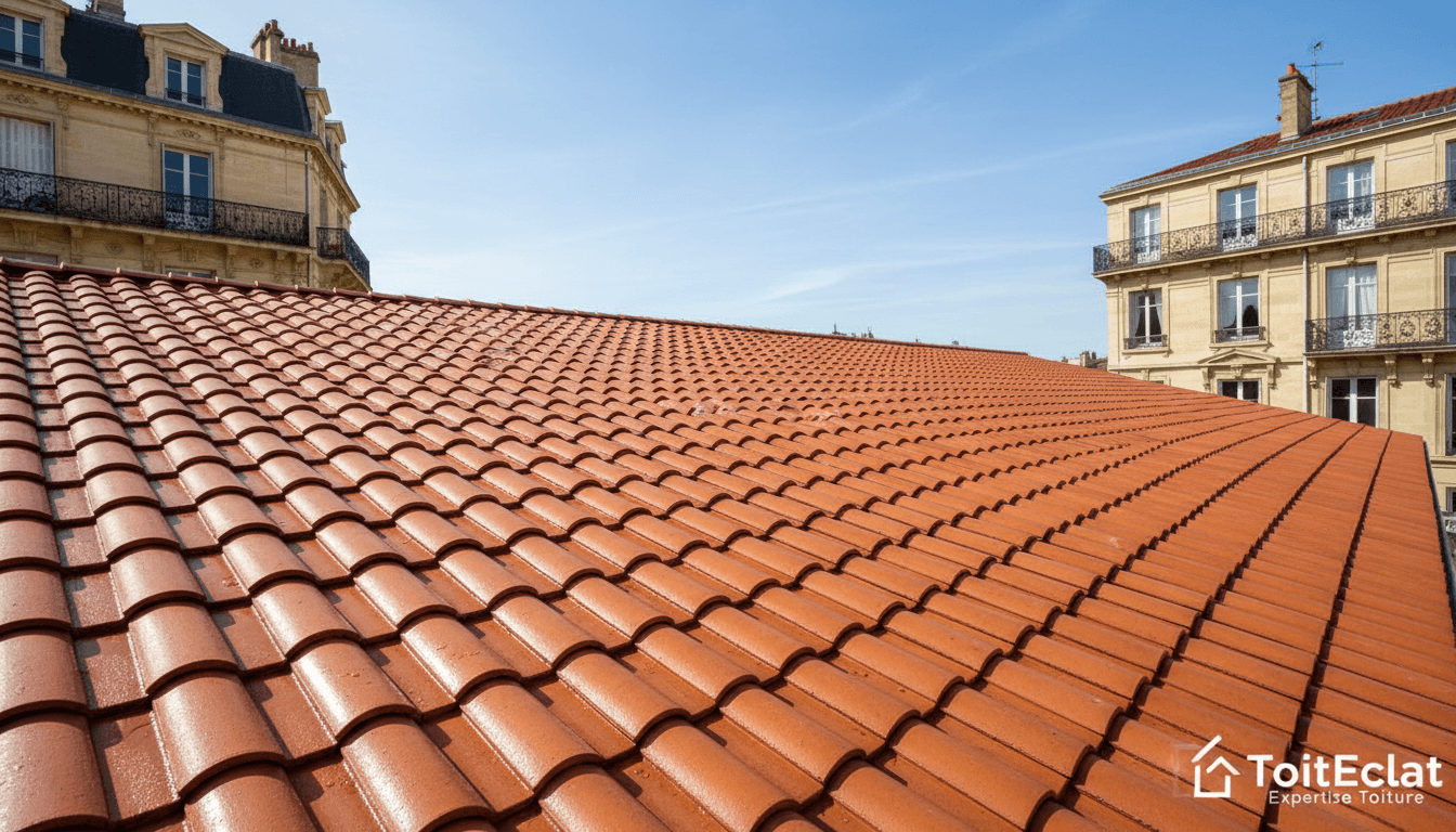 Clean rooftop in Bordeaux after professional hydro-repellent treatment.