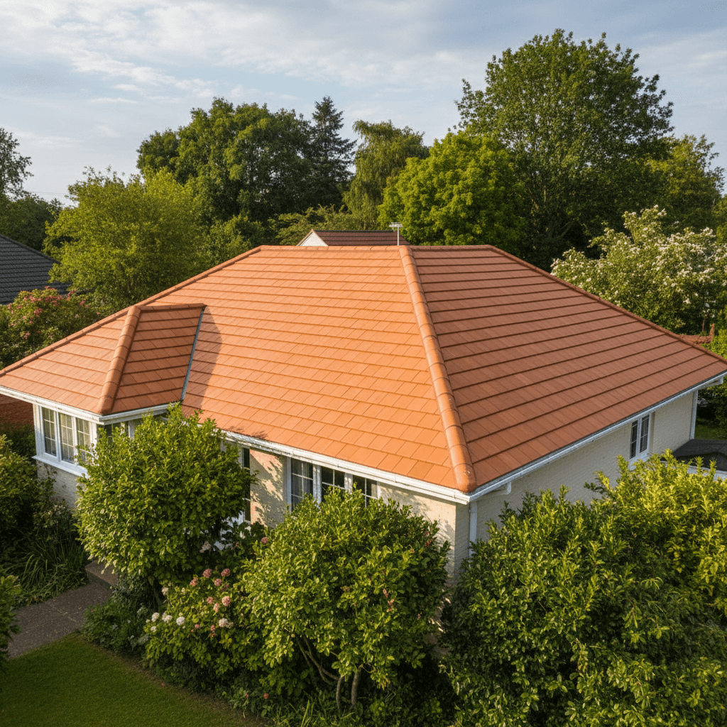 Maison individuelle à Bordeaux avec toiture fraîchement nettoyée et traitée hydrofuge.