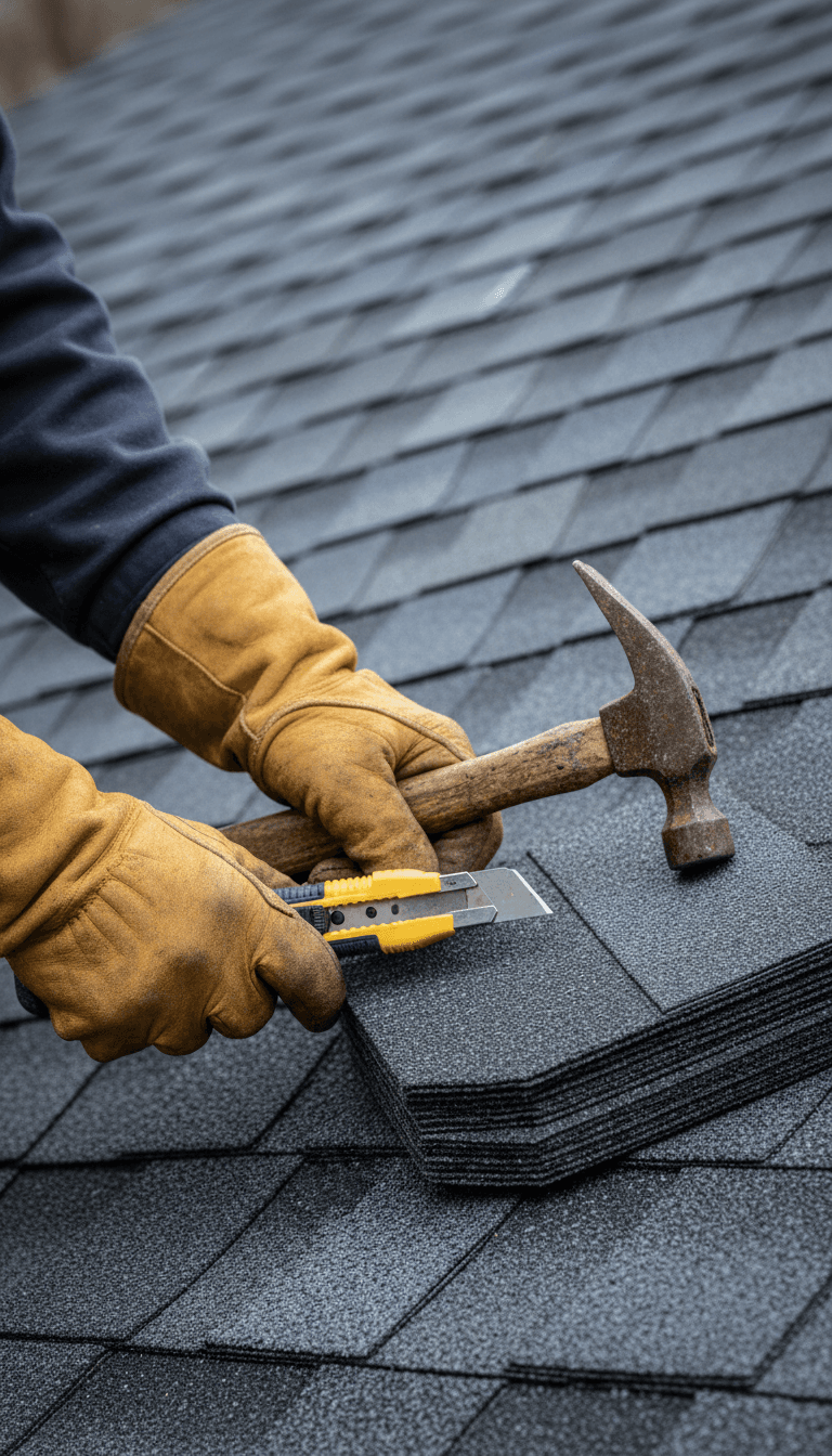 Expert roofer inspecting roof tiles in Bordeaux